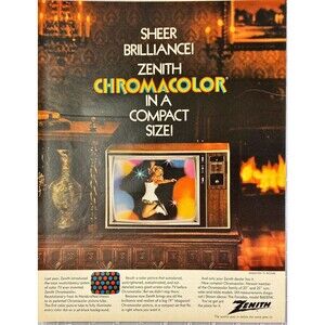 Zenith Color Television "Chromacolor in a Compact Size!" Vintage Print Ad 1970